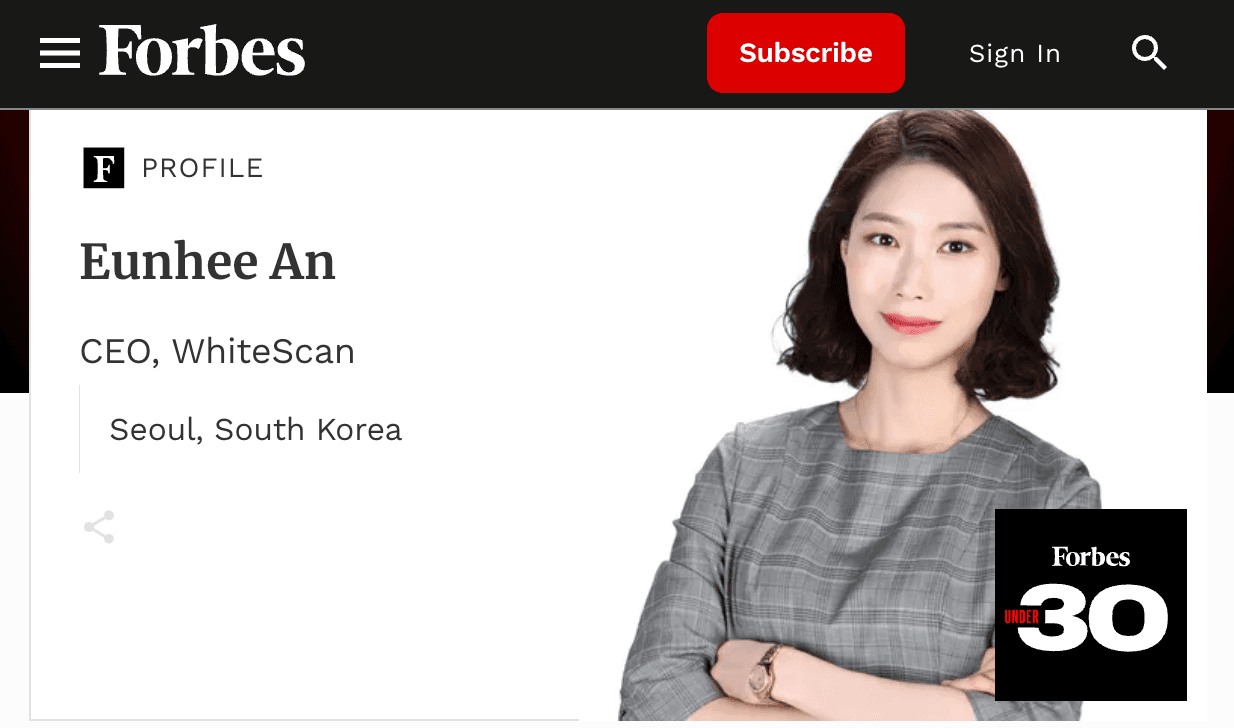 포브스: 30 Under 30 - Asia - Enterprise Technology (2020)